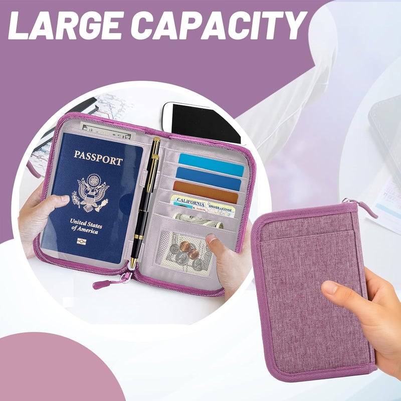 EPIMA Passport Holder for Travel Essentials, RFID Blocking Protector Passport Wallets, Passport Document Organizer Case for Travel Must Have, Passport Book for Women, Couple, Family Cards, Tickets, ID, Cash - Image 5